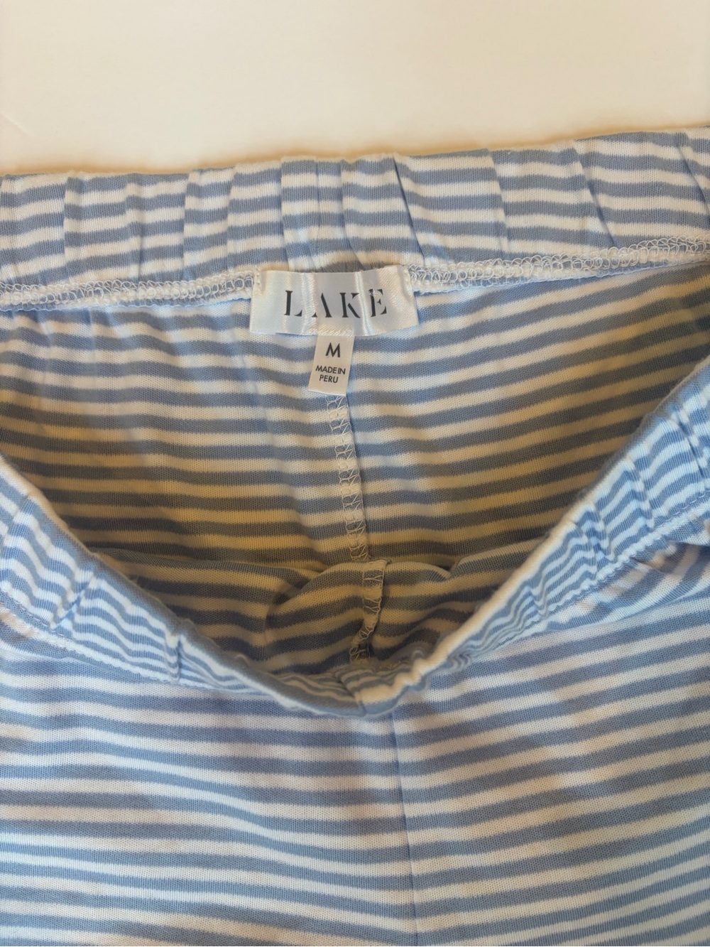 LAKE Pajamas Pima Cotton Striped Sleep Shorts M Blue White - Picture 2 of 6